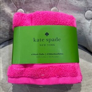 Kate Spade NY 4 Pack 100% Cotton Bright Pink Wash Cloth Set 13x13" OEKO-TEX NWT